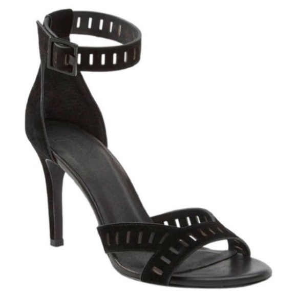 Joie • NWT Black Laser Cut Ankle Strap Heels - Picture 1 of 10